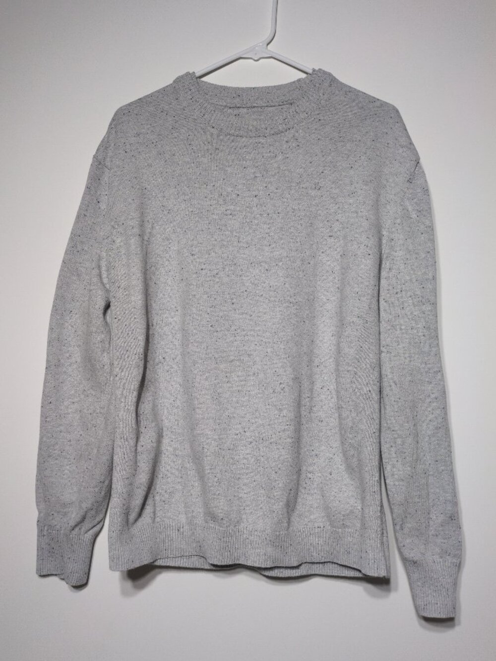 Prana Mens Sweater XL Organic Cotton Slim Light Gray Spotted Long Sleeve